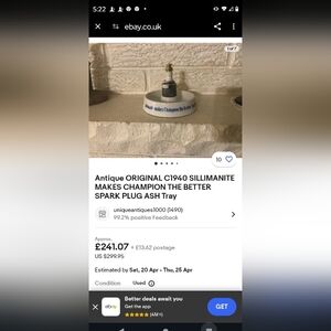 Champion spark plug ash tray